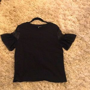 Black Jasmine and Julia Boutique Shirt with Lace Sleeves